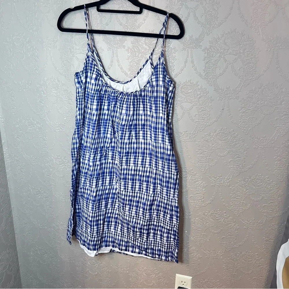 Blue and White Checkered Dress J Crew plaid gingham dress tank S small great